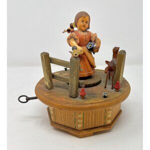 ANRI Hand Carved Nature Scene Thorens Movement‎ Swiss